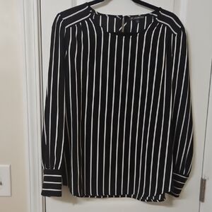 Adrianna Papell Black and White Striped Blouse